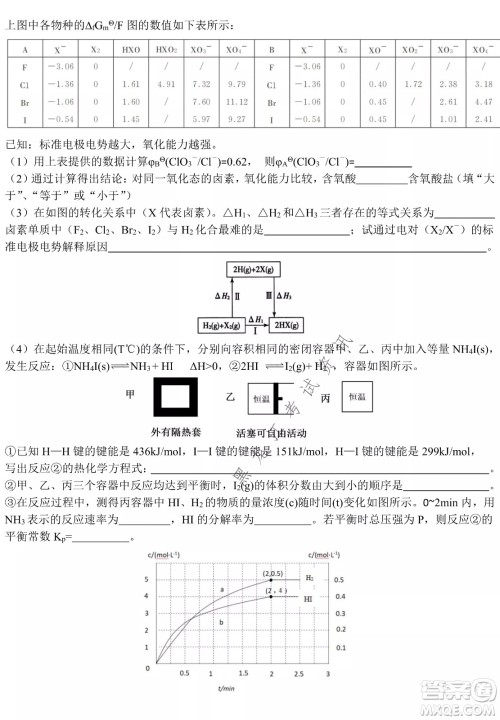 哈尔滨市第九中学2022届高三第四次模拟考试理科综合试卷及答案