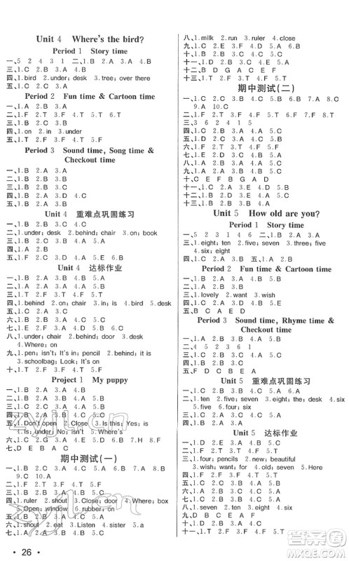 宁波出版社2022全程夺冠课时作业三年级英语下册YL译林版答案 宁波出版社2022全程夺冠课时作业三年级英语下册YL译林版答案