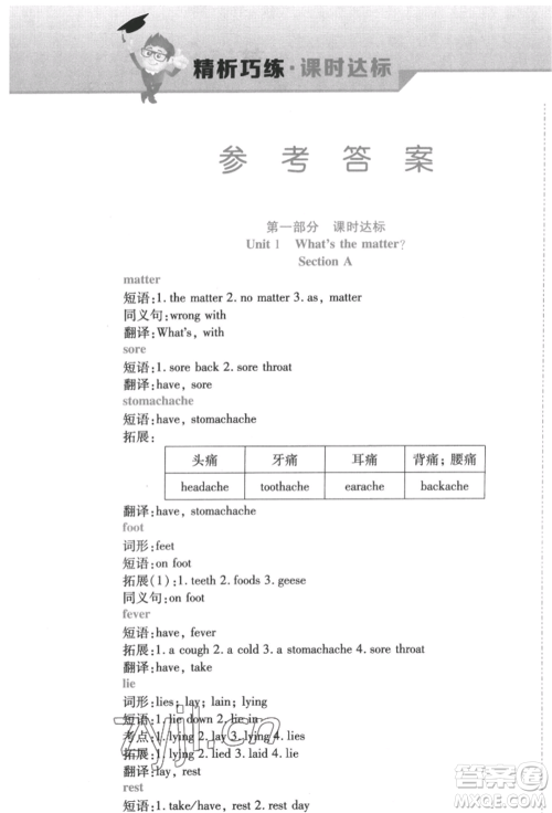 北方妇女儿童出版社2022精析巧练课时达标八年级下册英语人教版参考答案 北方妇女儿童出版社2022精析巧练课时达标八年级下册英语人教版参考答案