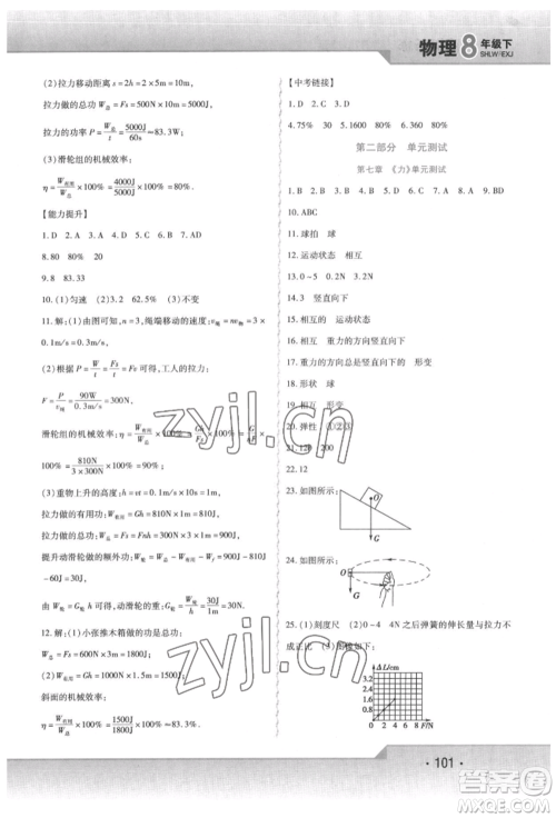 北方妇女儿童出版社2022精析巧练课时达标八年级下册物理人教版参考答案