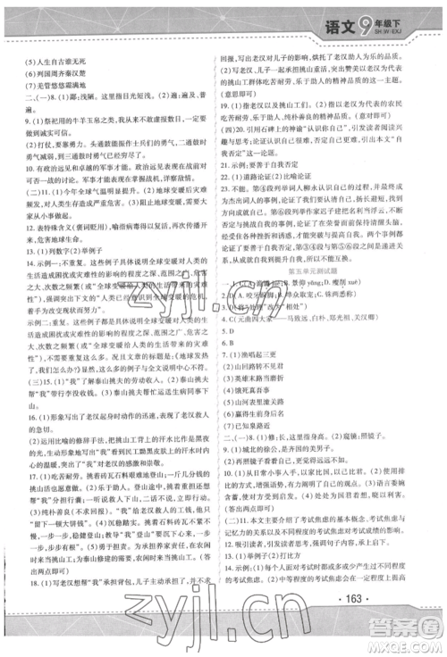 吉林出版集团股份有限公司2022精析巧练阶段验收与测试九年级下册语文人教版参考答案