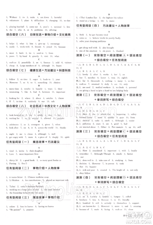 江西美术出版社2022全品中考复习方案听课手册英语人教版宁夏专版参考答案