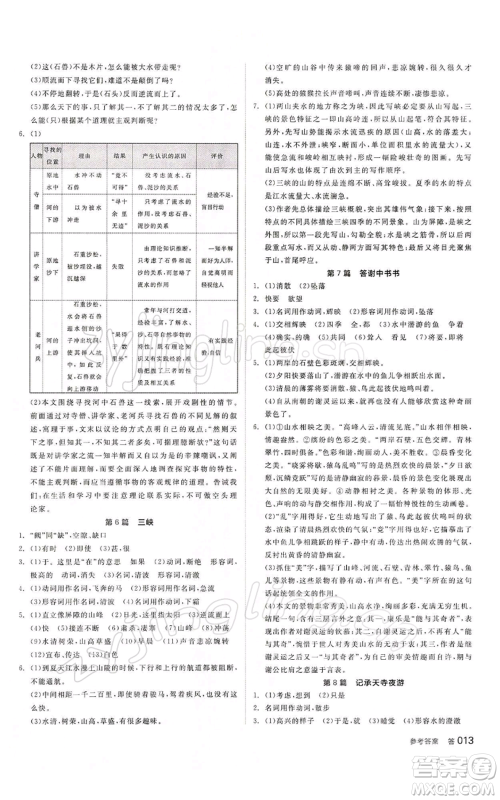 江西美术出版社2022全品中考复习方案讲解手册语文人教版宁夏专版参考答案