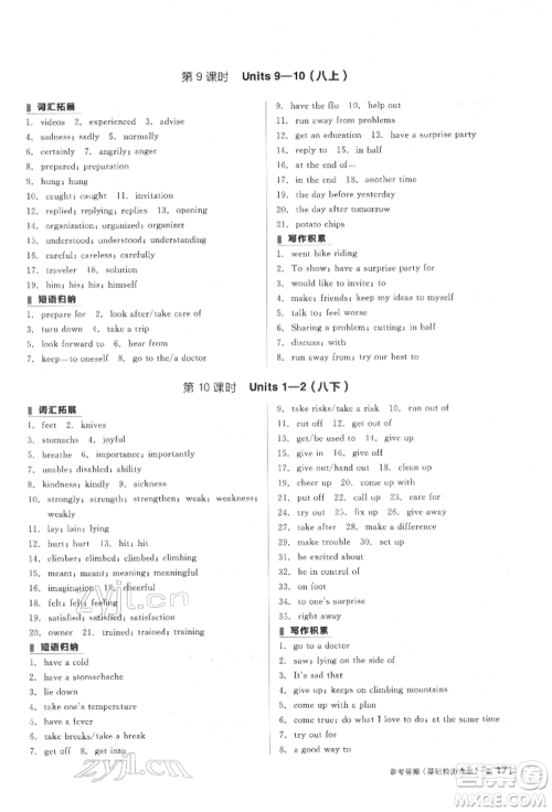 阳光出版社2022全品中考复习方案备考手册英语人教版杭州专版参考答案 阳光出版社2022全品中考复习方案备考手册英语人教版杭州专版参考答案