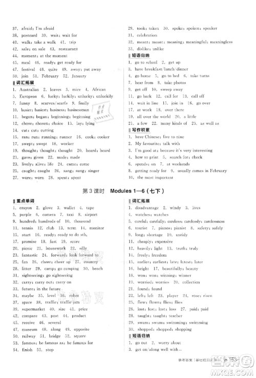 阳光出版社2022全品中考复习方案备考手册英语外研版浙江专版参考答案 阳光出版社2022全品中考复习方案备考手册英语外研版浙江专版参考答案