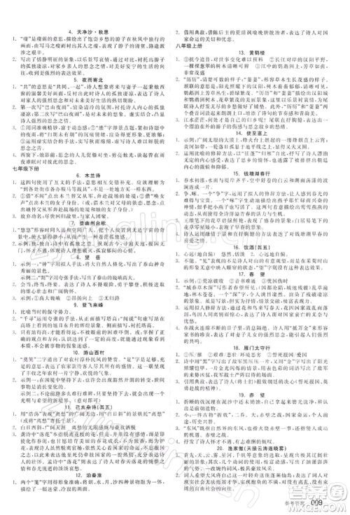 阳光出版社2022全品中考复习方案精讲专练语文江苏版参考答案 阳光出版社2022全品中考复习方案精讲专练语文江苏版参考答案