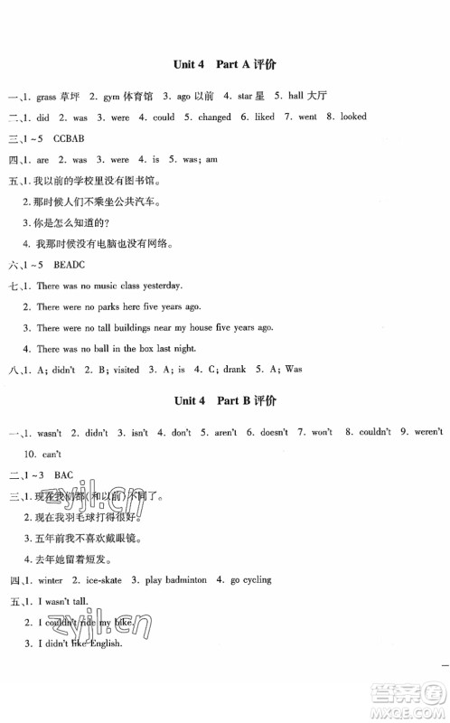 河北少年儿童出版社2022世超金典课时练测评试卷六年级英语下册人教版答案