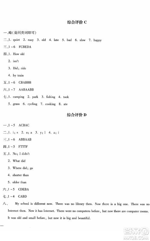 河北少年儿童出版社2022世超金典课时练测评试卷六年级英语下册人教版答案