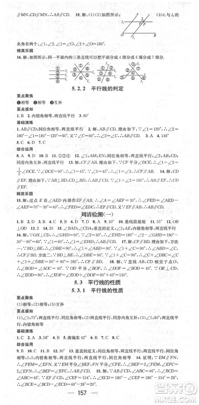 阳光出版社2022精英新课堂七年级数学下册RJ人教版答案 阳光出版社2022精英新课堂七年级数学下册RJ人教版答案
