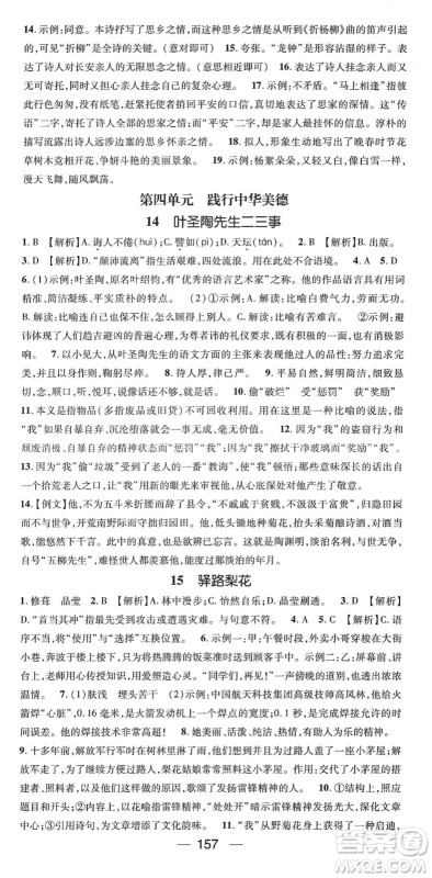 阳光出版社2022精英新课堂七年级语文下册RJ人教版答案 阳光出版社2022精英新课堂七年级语文下册RJ人教版答案