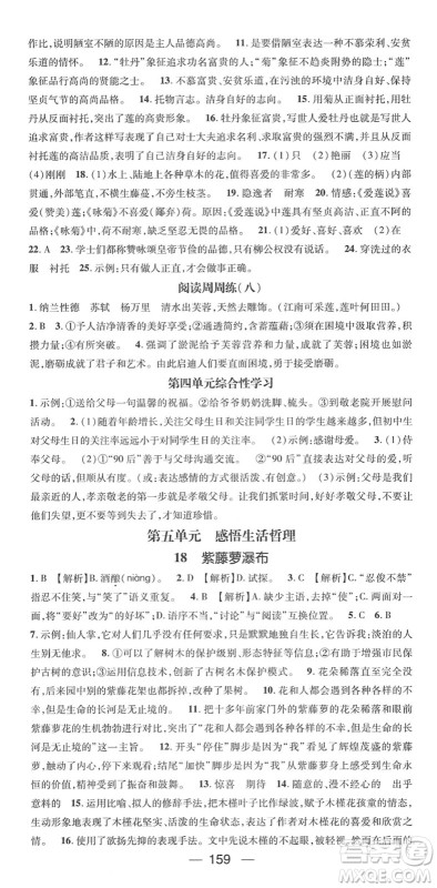 阳光出版社2022精英新课堂七年级语文下册RJ人教版答案 阳光出版社2022精英新课堂七年级语文下册RJ人教版答案