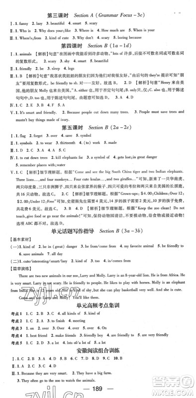 阳光出版社2022精英新课堂七年级英语下册RJ人教版安徽专版答案 阳光出版社2022精英新课堂七年级英语下册RJ人教版安徽专版答案
