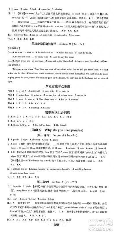 阳光出版社2022精英新课堂七年级英语下册RJ人教版安徽专版答案 阳光出版社2022精英新课堂七年级英语下册RJ人教版安徽专版答案