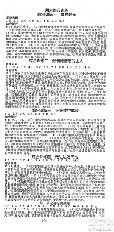 阳光出版社2022精英新课堂七年级道德与法治下册RJ人教版答案 阳光出版社2022精英新课堂七年级道德与法治下册RJ人教版答案
