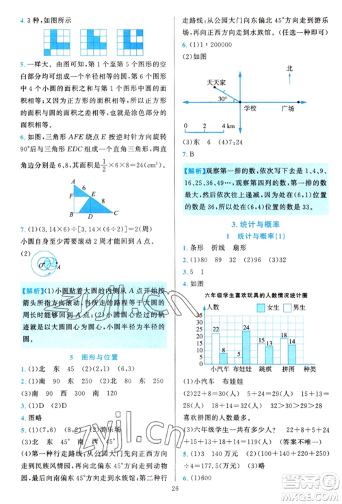 浙江教育出版社2022全优方案夯实与提高六年级下册数学人教版参考答案