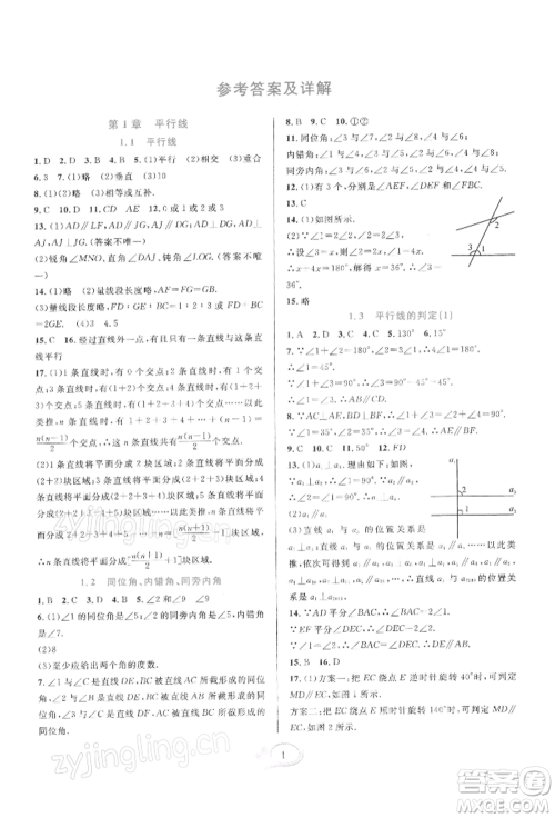 华东师范大学出版社2022全优方案夯实与提高七年级下册数学浙教版参考答案