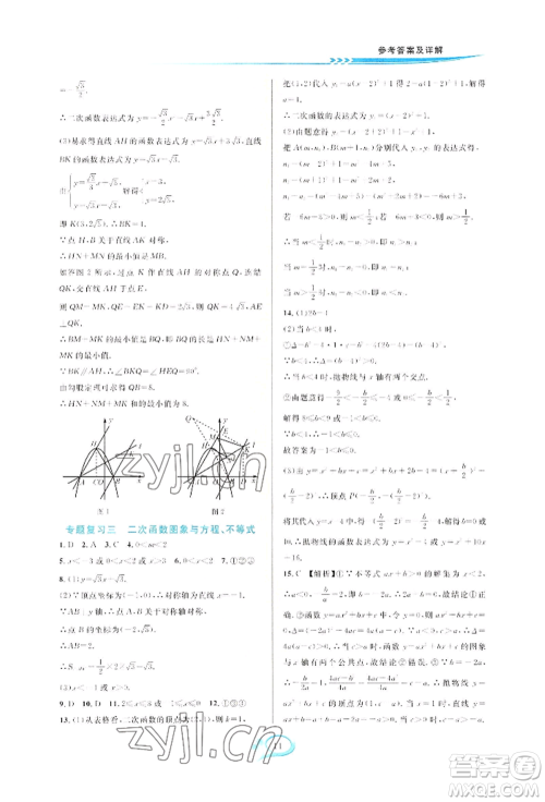 华东师范大学出版社2022全优方案夯实与提高九年级数学浙教版参考答案