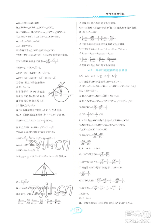 华东师范大学出版社2022全优方案夯实与提高九年级数学浙教版参考答案