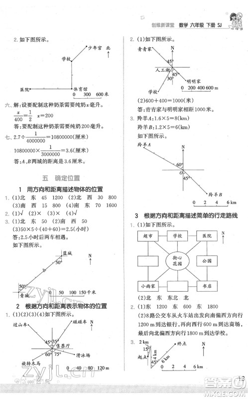 江西人民出版社2022王朝霞创维新课堂同步优化训练六年级数学下册SJ苏教版答案