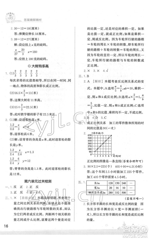 江西人民出版社2022王朝霞创维新课堂同步优化训练六年级数学下册SJ苏教版答案