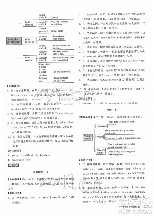 阳光出版社2022练就优等生七年级英语下册RJ人教版答案