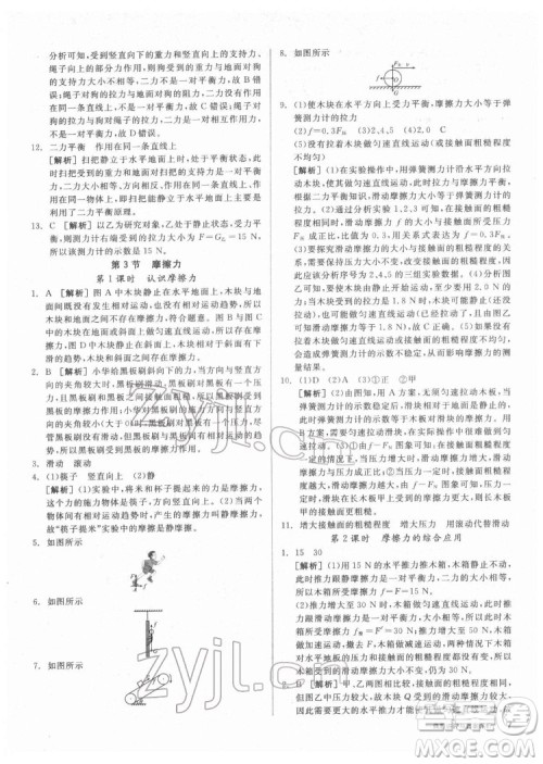 阳光出版社2022练就优等生物理八年级下册RJ人教版答案