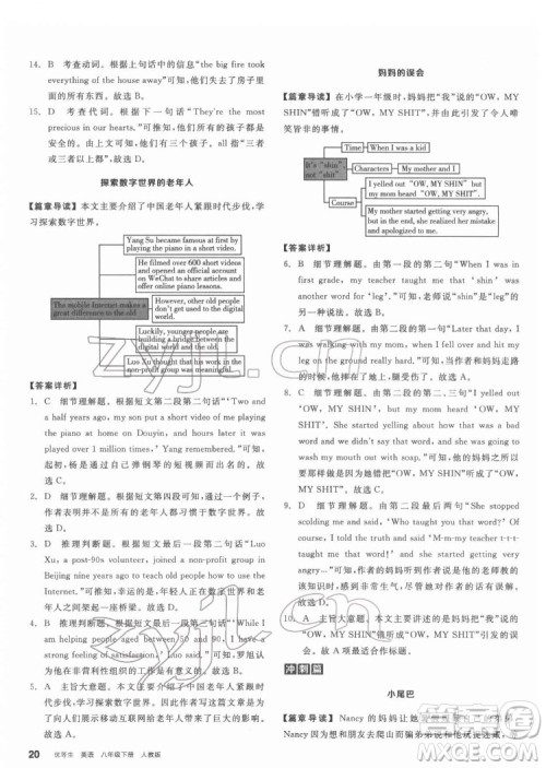 阳光出版社2022练就优等生八年级英语下册RJ人教版答案