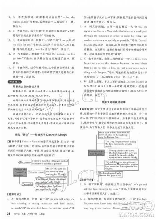 阳光出版社2022练就优等生八年级英语下册RJ人教版答案