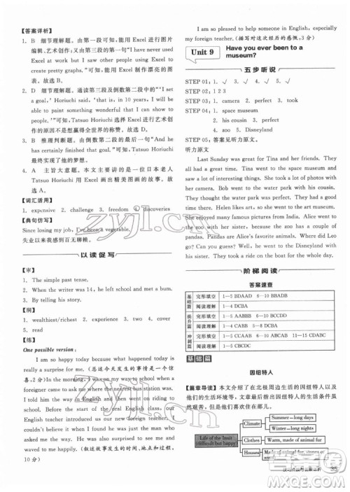 阳光出版社2022练就优等生八年级英语下册RJ人教版答案