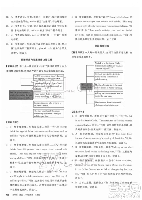 阳光出版社2022练就优等生八年级英语下册RJ人教版答案