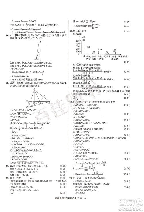 学习周报社2022山西中考试题汇编数学人教版参考答案