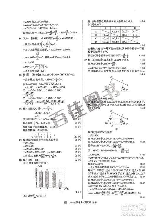 学习周报社2022山西中考试题汇编数学人教版参考答案 学习周报社2022山西中考试题汇编数学人教版参考答案