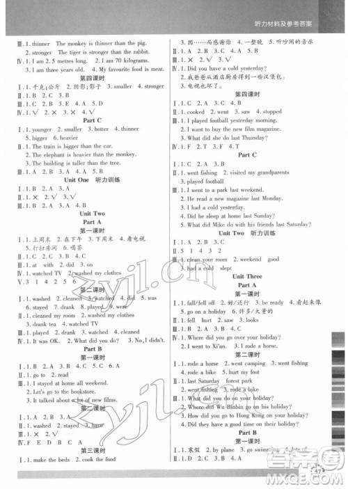 延边大学出版社2022小状元随堂作业英语六年级下册PEP人教版答案