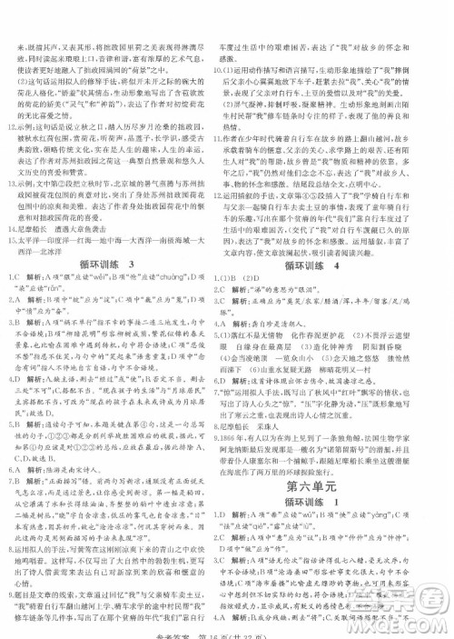 新疆建设兵团出版社2022课堂过关循环练语文七年级下册人教版济南专用答案