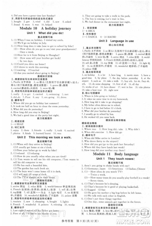 哈尔滨出版社2022课堂过关循环练英语七年级下册外研版答案