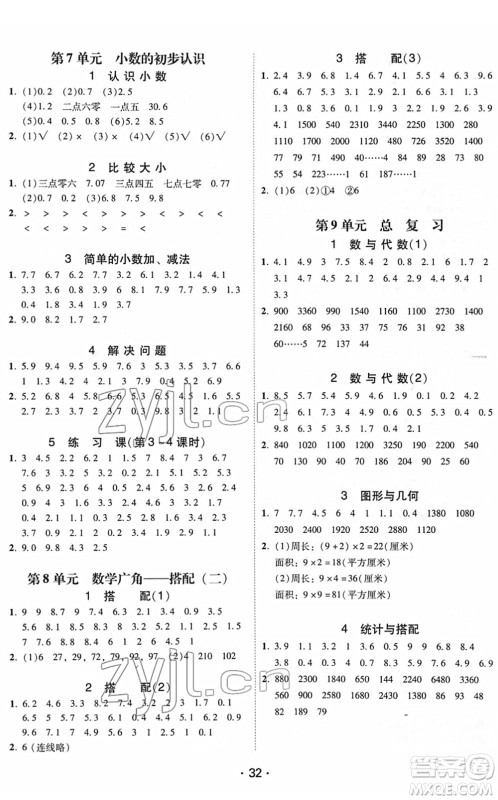 安徽人民出版社2022教与学课时学练测三年级数学下册人教版答案 安徽人民出版社2022教与学课时学练测三年级数学下册人教版答案
