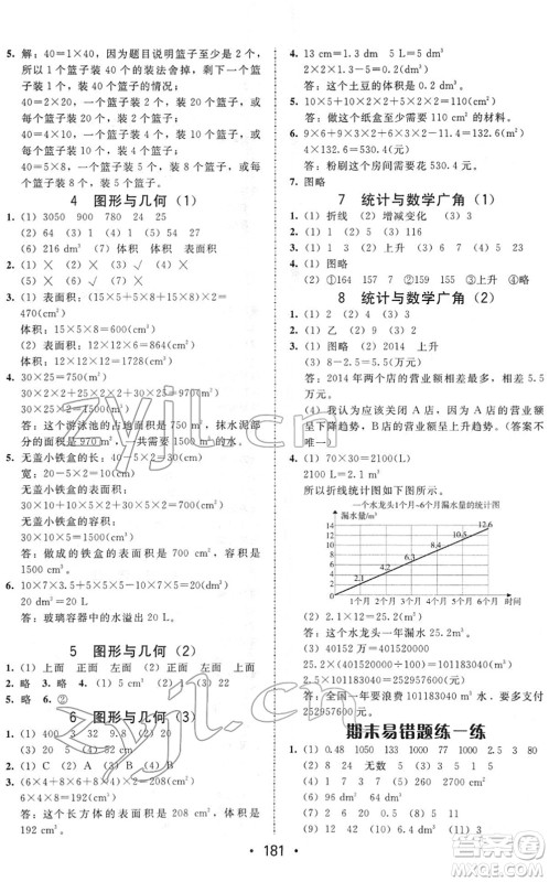 安徽人民出版社2022教与学课时学练测五年级数学下册人教版答案