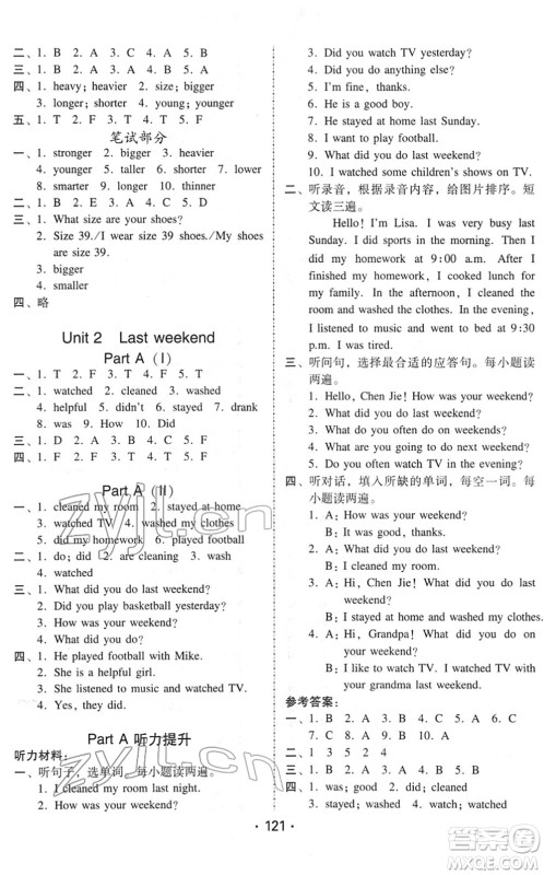 安徽人民出版社2022教与学课时学练测六年级英语下册人教PEP版答案