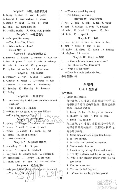 安徽人民出版社2022教与学课时学练测六年级英语下册人教PEP版答案