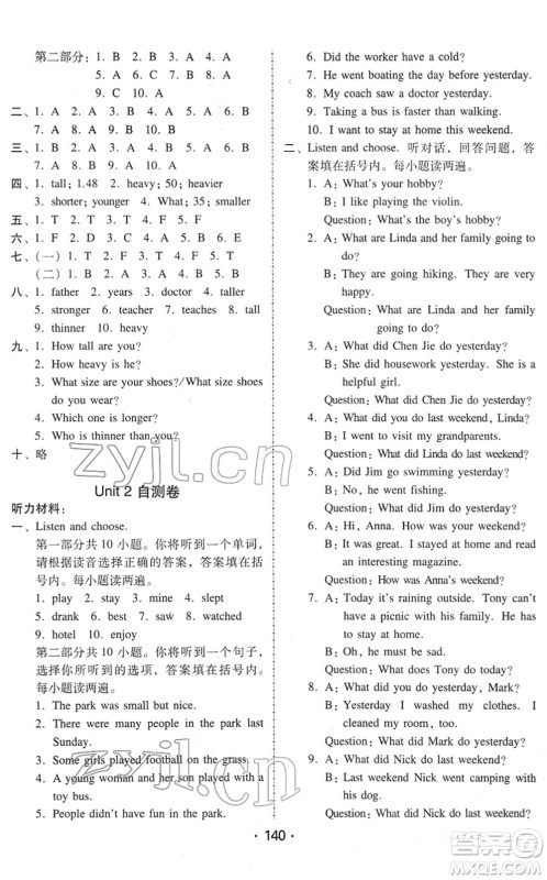 安徽人民出版社2022教与学课时学练测六年级英语下册人教PEP版答案