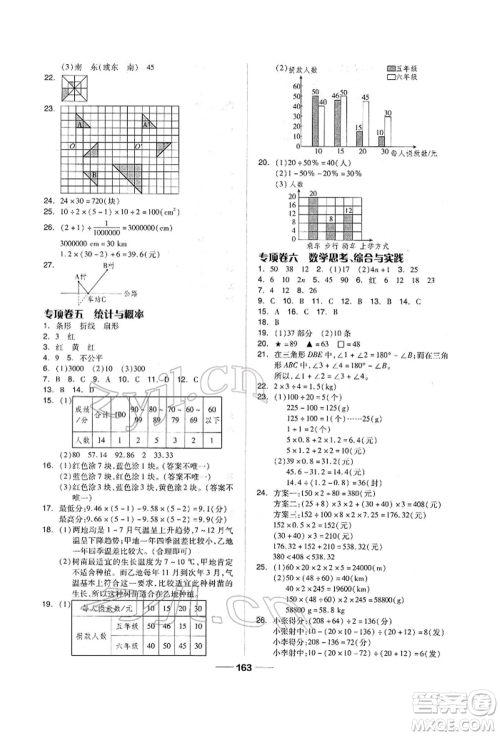 山东科学技术出版社2022新思维伴你学单元达标测试卷六年级下册数学人教版参考答案