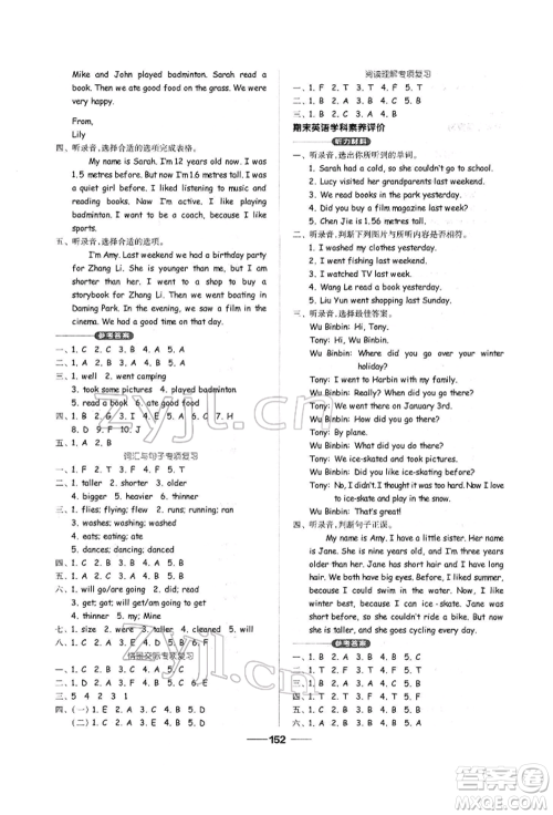 山东科学技术出版社2022新思维伴你学单元达标测试卷六年级下册英语人教版参考答案