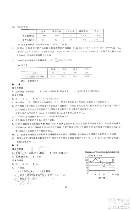 浙江教育出版社2022同步练习七年级下册数学浙教版提升版参考答案