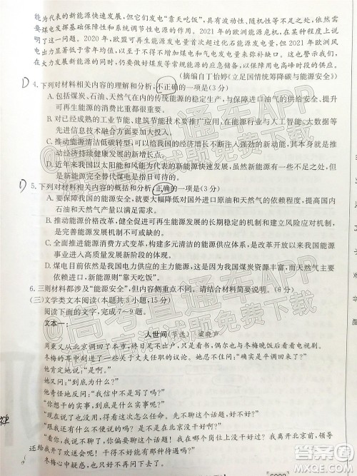 2022年金太阳高三联考6002C语文试题及答案