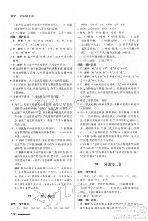 甘肃少年儿童出版社2022配套综合练习语文七年级下册人教版答案 甘肃少年儿童出版社2022配套综合练习语文七年级下册人教版答案