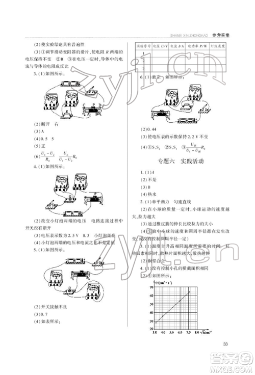 山西教育出版社2022山西新中考复习指导与优化训练物理通用版参考答案