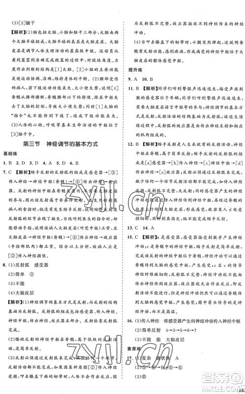 海南出版社2022知行课堂新课程同步练习册七年级生物下册人教版答案