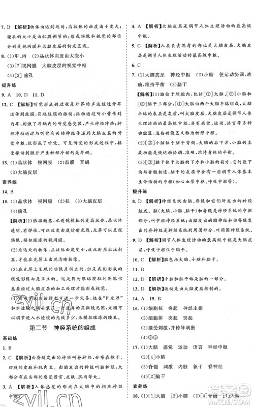 海南出版社2022知行课堂新课程同步练习册七年级生物下册人教版答案 海南出版社2022知行课堂新课程同步练习册七年级生物下册人教版答案