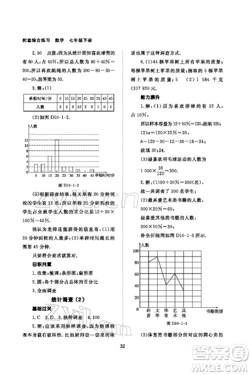 北京师范大学出版社2022数学配套综合练习七年级下册人教版答案