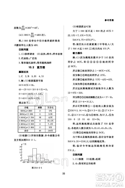 北京师范大学出版社2022数学配套综合练习七年级下册人教版答案